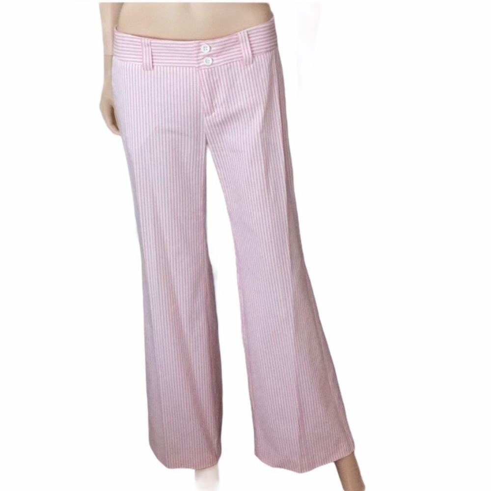 NWOT Zara Pink & White Striped Flare Bell Bottom Pants Size 8